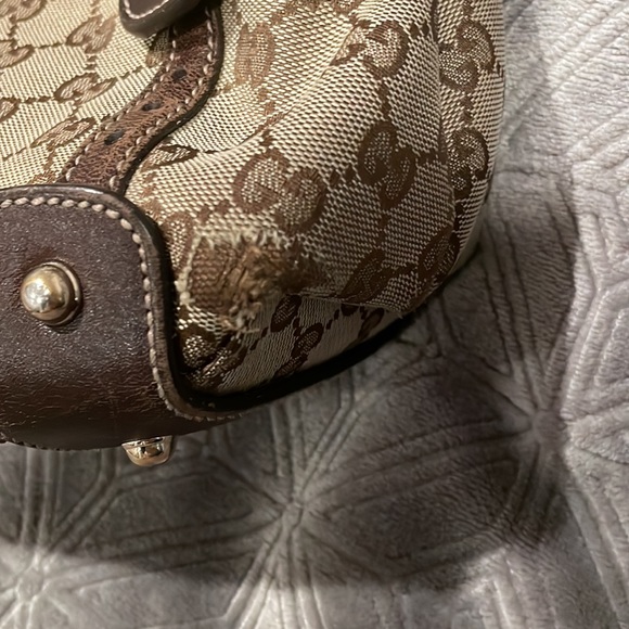 Gucci satchel bag with brown leather trim and gold hardware - Picture 4 of 7